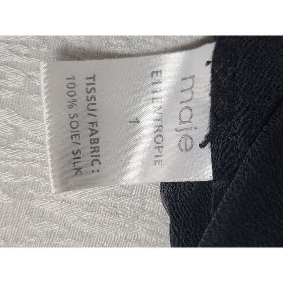 Maje silk women's little black black wrap dress Sz 1 French Whimsigoth Cocktail - Picture 6 of 8